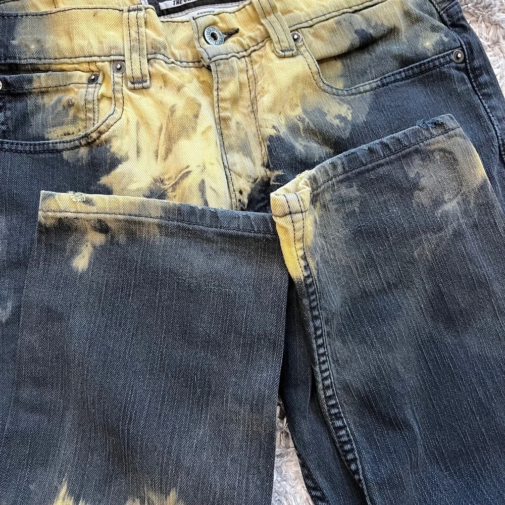 Levi's 511 Skinny Jeans W32 L30 Yellow Black Bleach Tie‎ Dye Grunge Punk Street